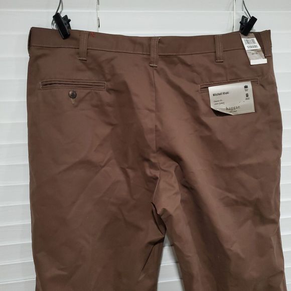 Haggar Brown Mitchell Khaki Plain Front Pants Size 42X32 NWT Reg $50.00 - Picture 6 of 11